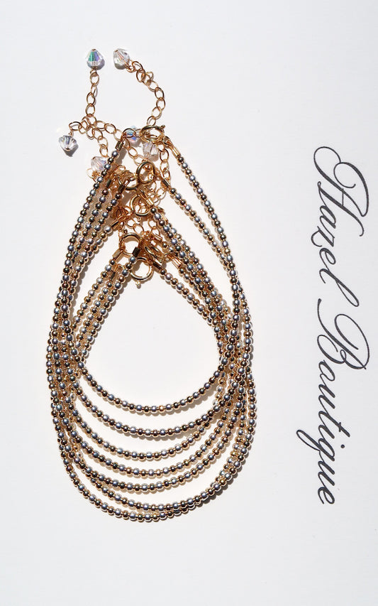 14k Gold Two-Tone Beaded Bracelets