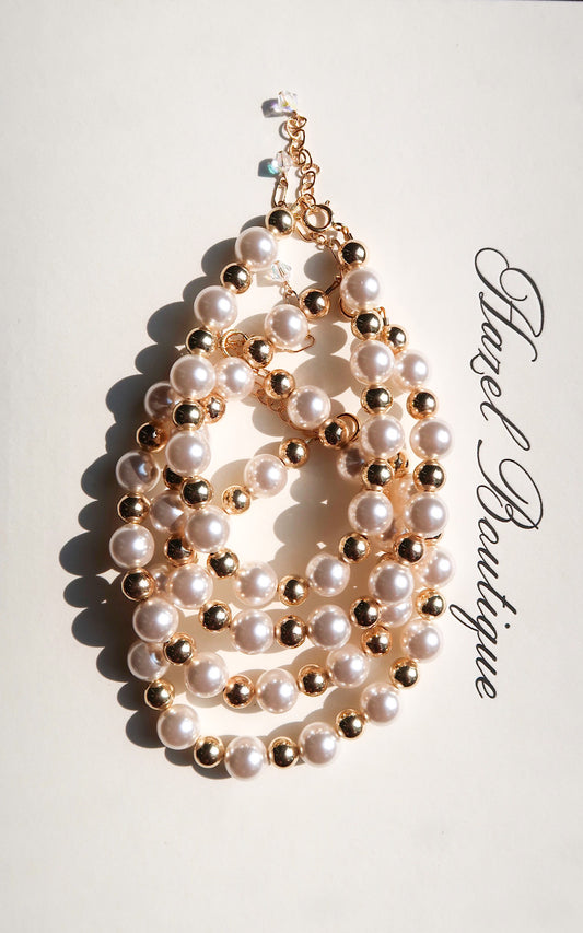 14k Gold Filled Large Gold & Pearl Bracelet