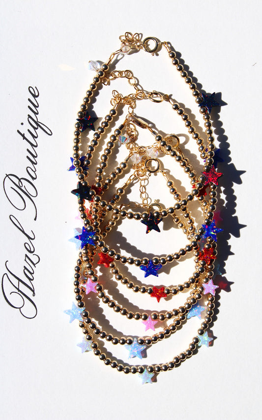 14k Gold Filled Multi Star Bracelet