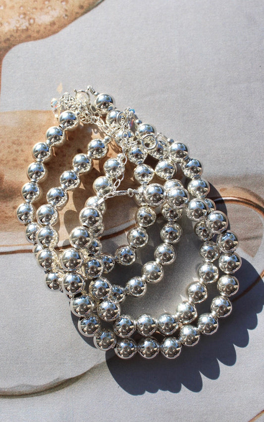 Sterling Silver 8mm Beaded Bracelet
