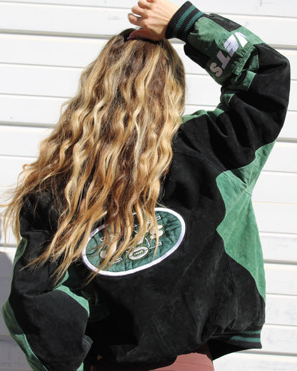 EVI11 TWIN VINTAGE SUEDE BOMBER JACKET-NY JETS